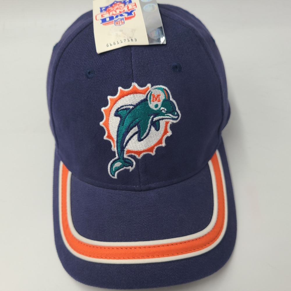 Vintage Miami Dolphins Hat Adjustable Drew‎ Pearson Blue Orange NFL Football Men